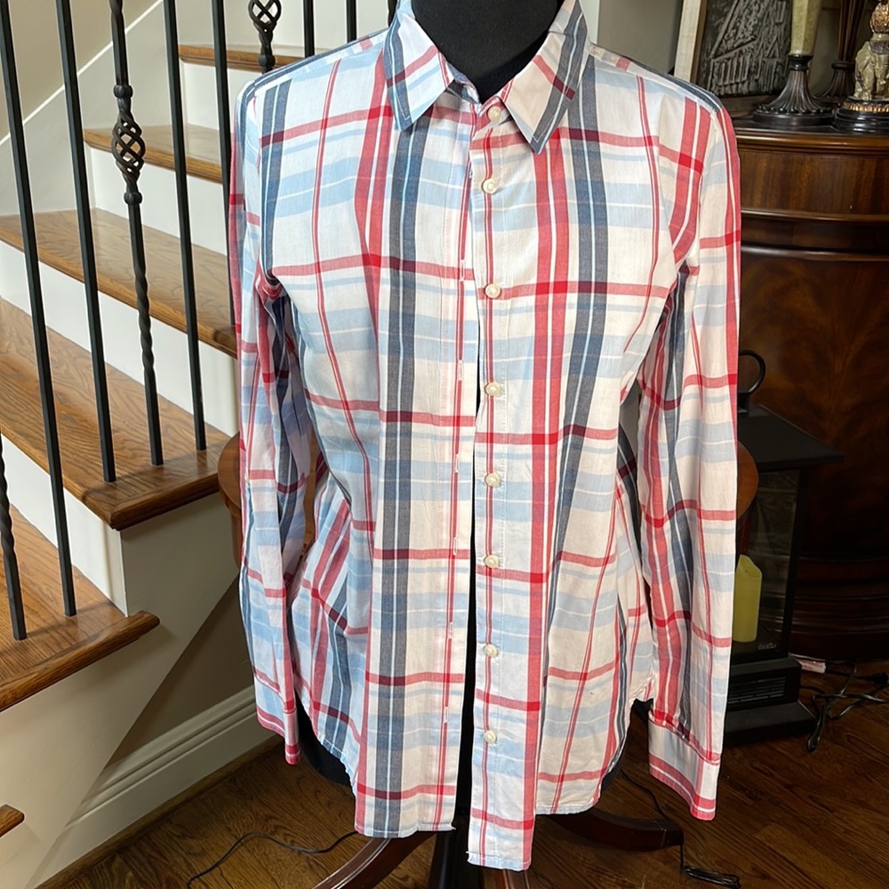 TOMMY HILFIGER LADIES SHIRT RED/WHITE AND BLUE SIZE LARGE